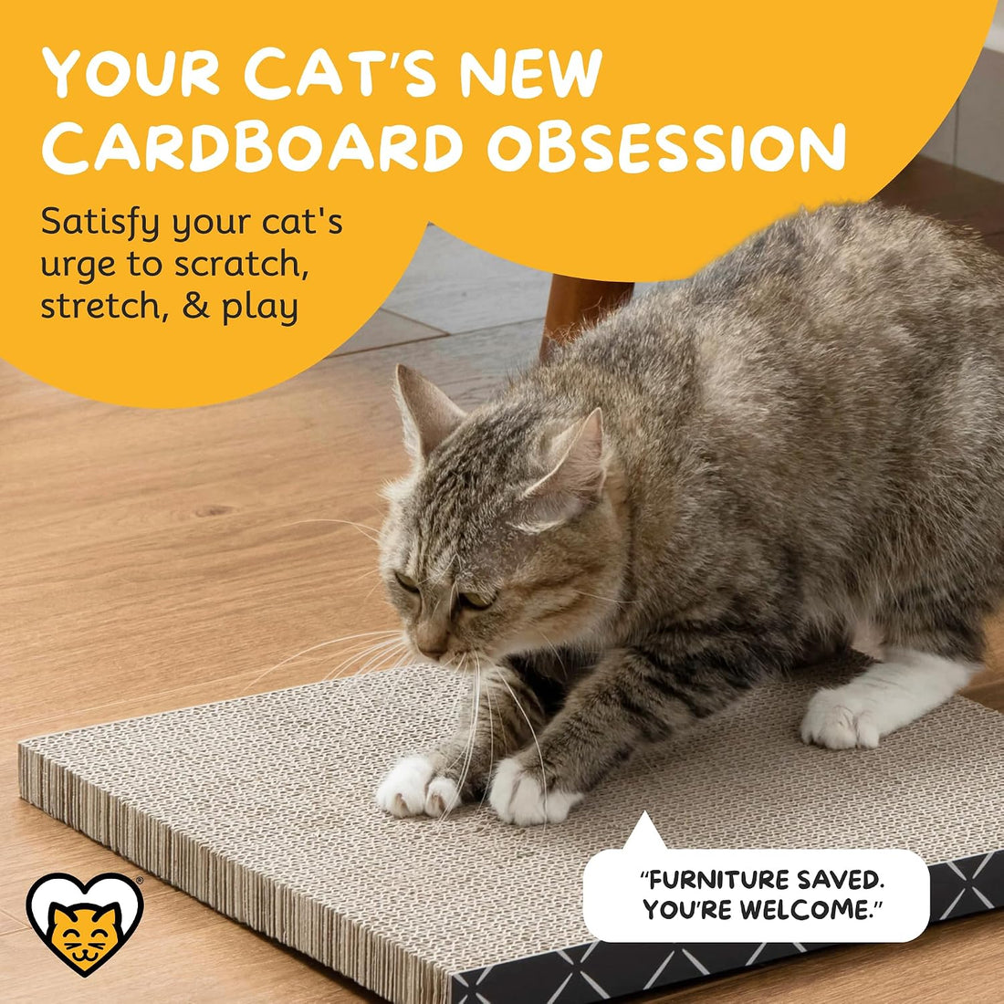Hide & Scratch Cat Scratcher Refill Pads 4 Pack Double Sided Cardboard