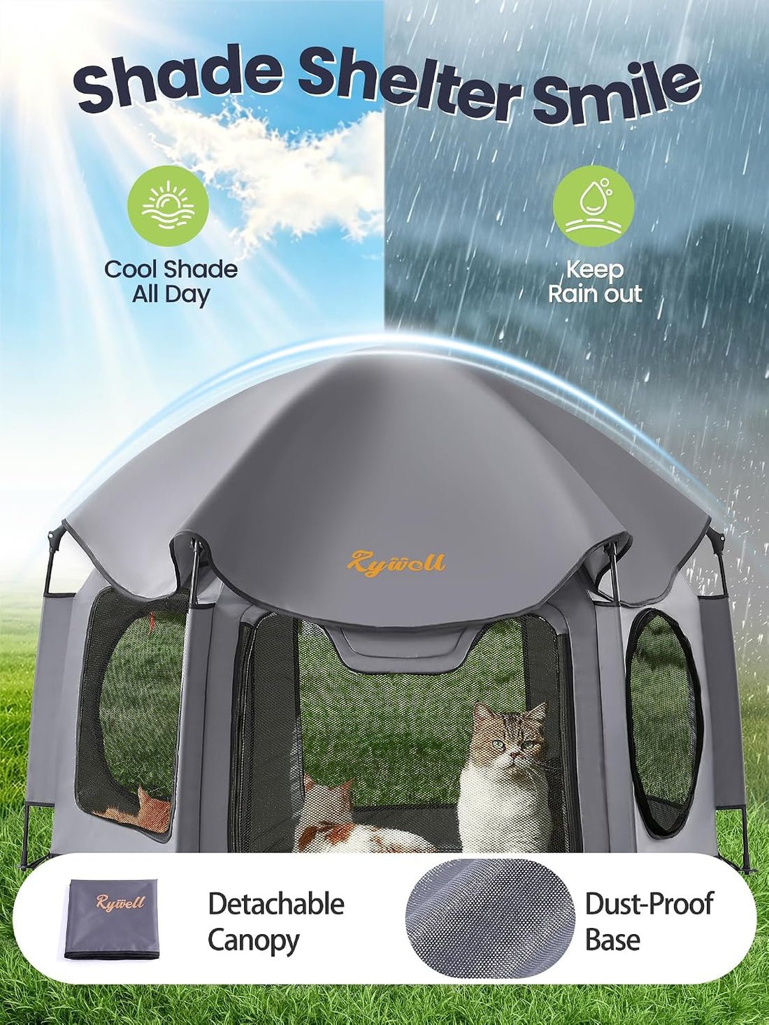 Catio Outdoor Cat Enclosure, Rywell 55” Extra Large Catio Pop Up
