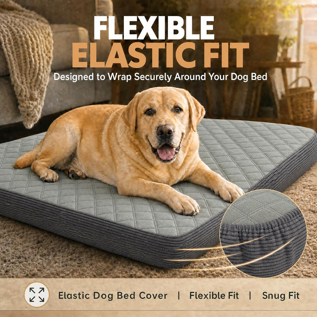 Waterproof Dog Bed Cover,Easy Replacement Cover,Dark Grey 54x44