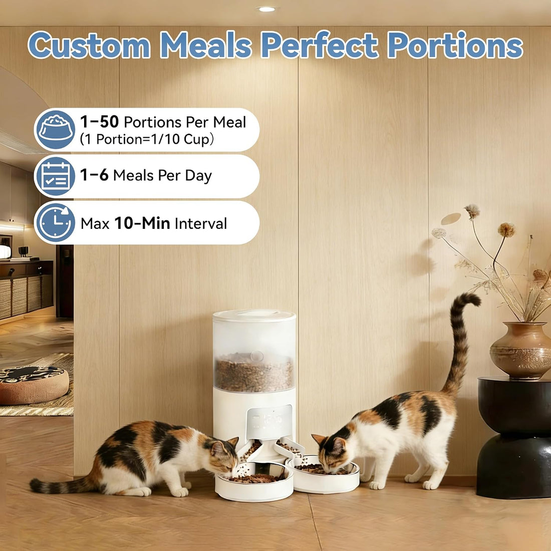 DUMOS 6L Automatic Cat Feeder for 2 Cats, Timed Pet Food Dispenser