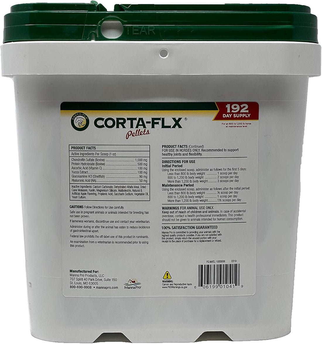 Manna Pro Corta-Flx Equine Joint Supplement Pellets, 12 lb Bag