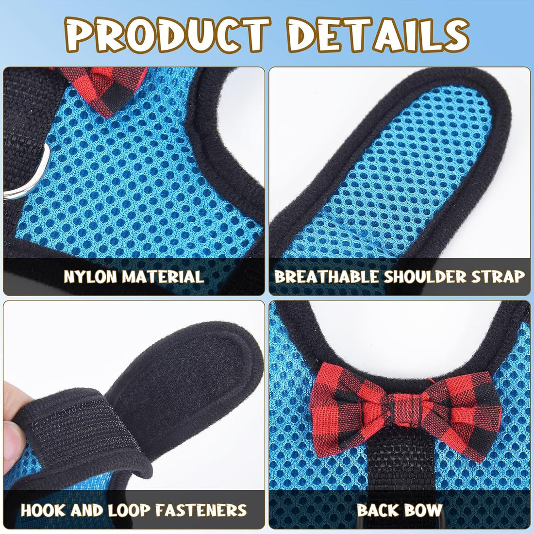 Guinea Pig Harness and Leash Adjustable to Any Size 2 Pack