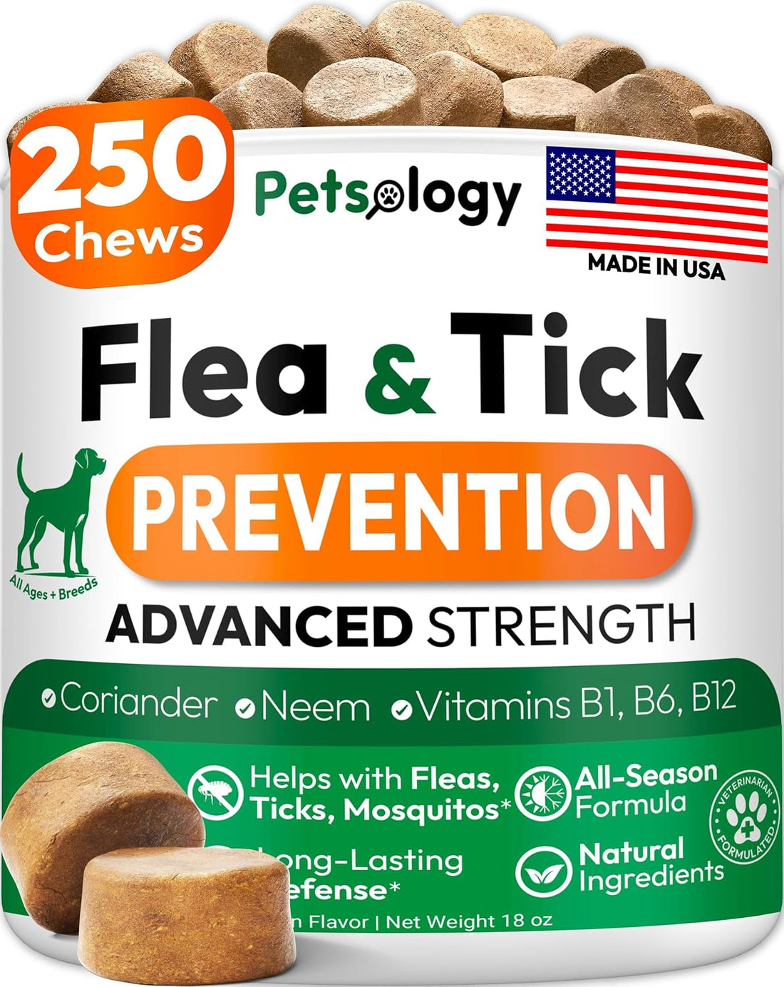 Flea and Tick Prevention for Dogs Pills - 250 Chews
