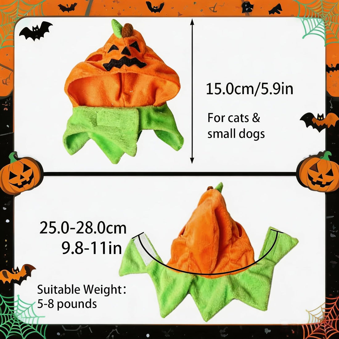 Orgrimmar Halloween Pumpkin Kitty Cat Hat Cosplay Cap Collar Costume
