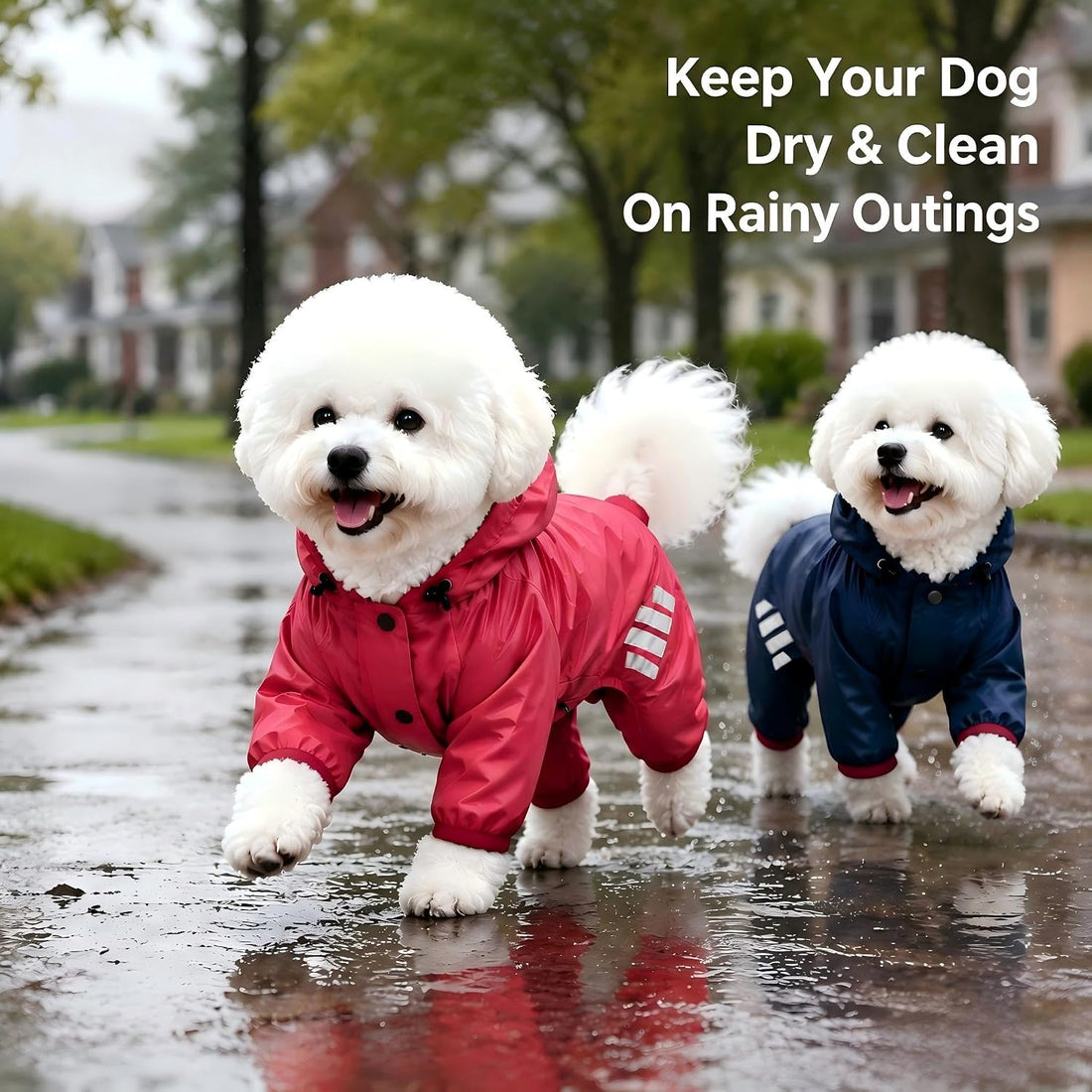 Dog Raincoat, Waterproof Small Medium Dogs Rain Jacket with Hood
