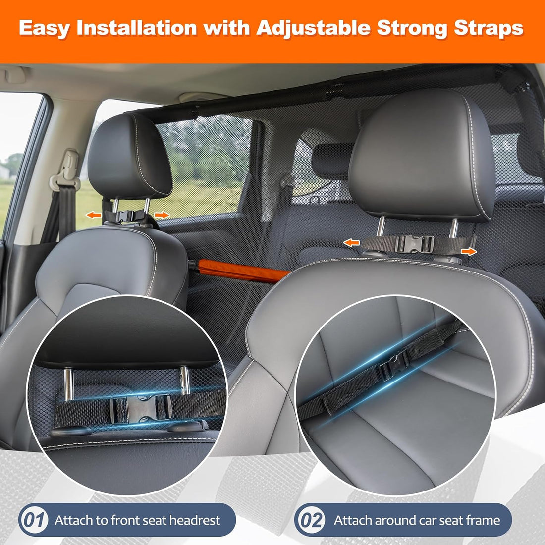 Furggis Dog Barrier for Car, 50" Wide SUV Dog Barrier for Cargo Area