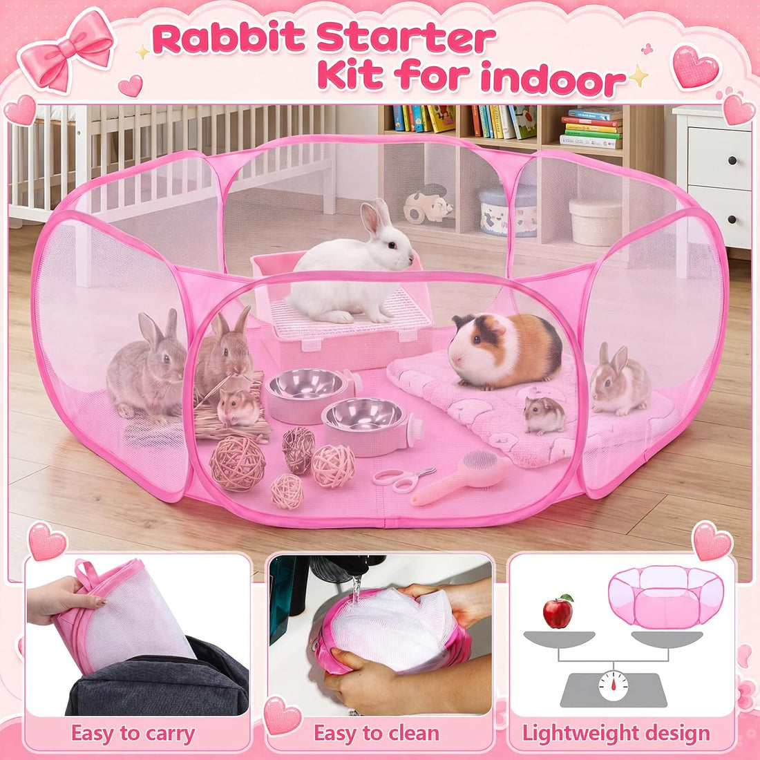 12pcs Bunny Starter Kit, Bunny Toy Grooming Set