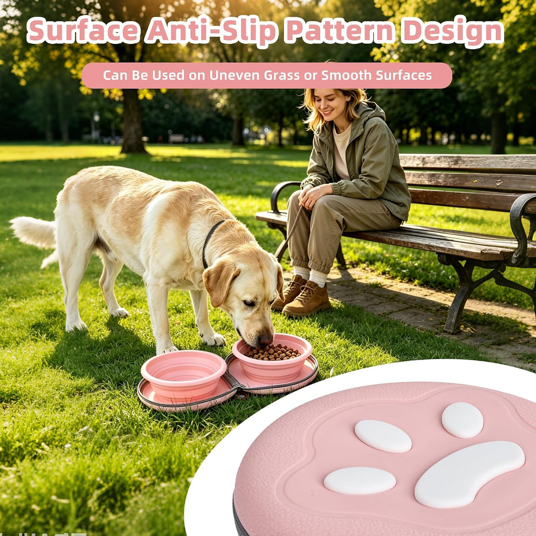 Zegcohjave 2-in-1 Collapsible Dog Bowls,Portable Dog Food and Water