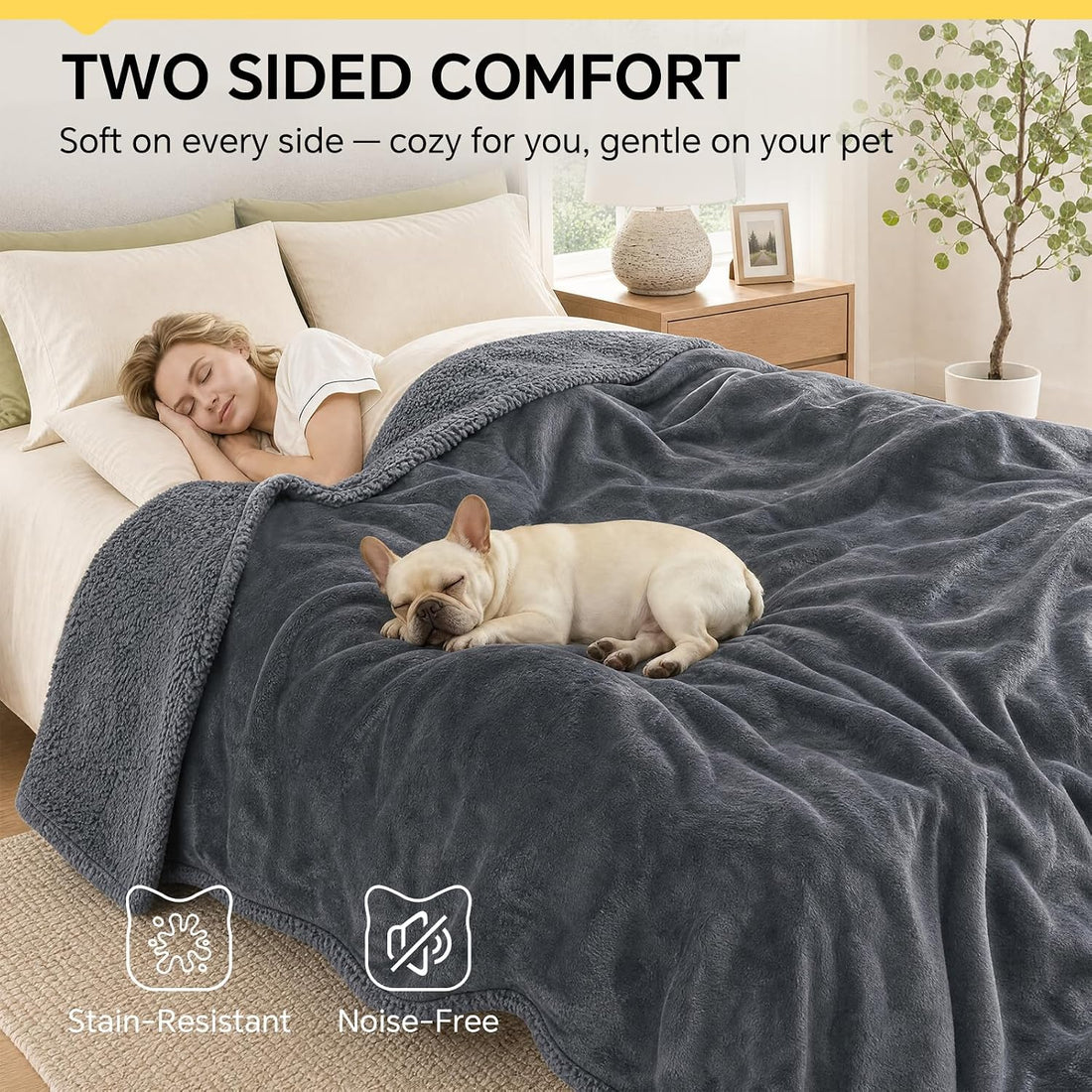 Waterproof Pet Blanket, Liquid Pee Proof Dog Blanket for Sofa Bed