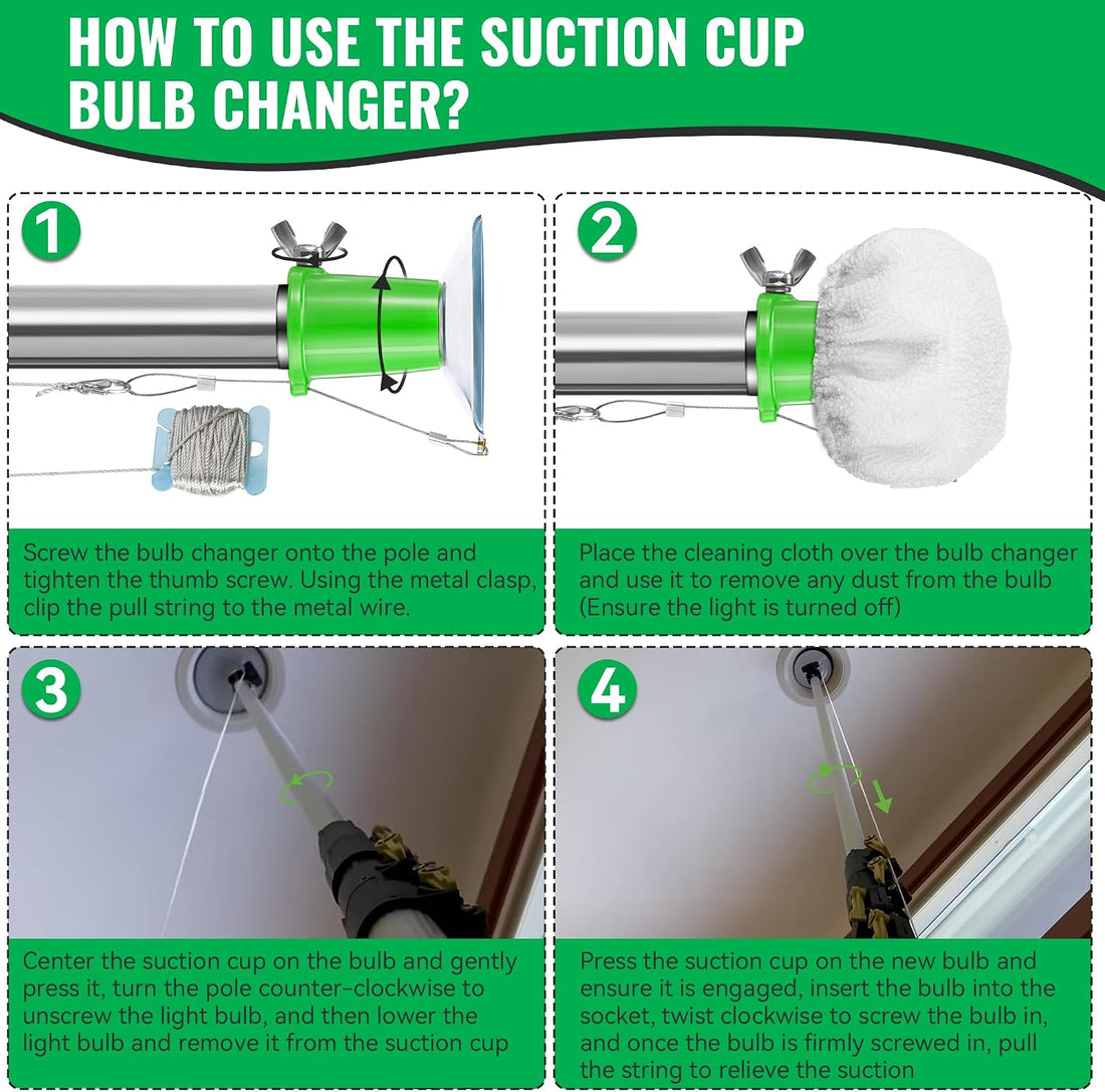 Dreyoo 4 Pcs Light Bulb Changer Set, Suction Cup & Cage Changer