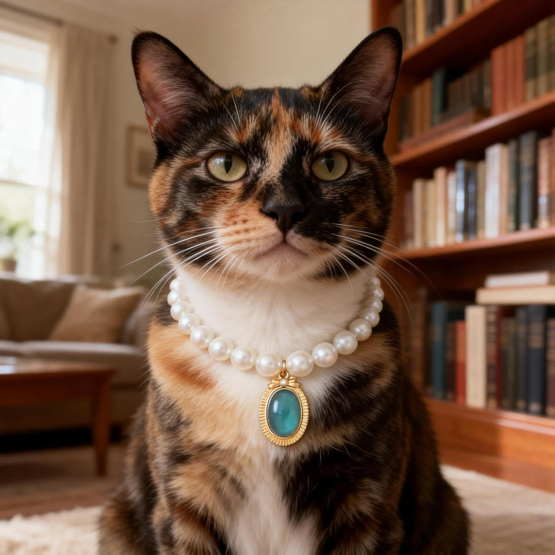 Cat Dog Sparkle Jewelry Pearl Collar Puppy Kitten Rhinestone Pendant