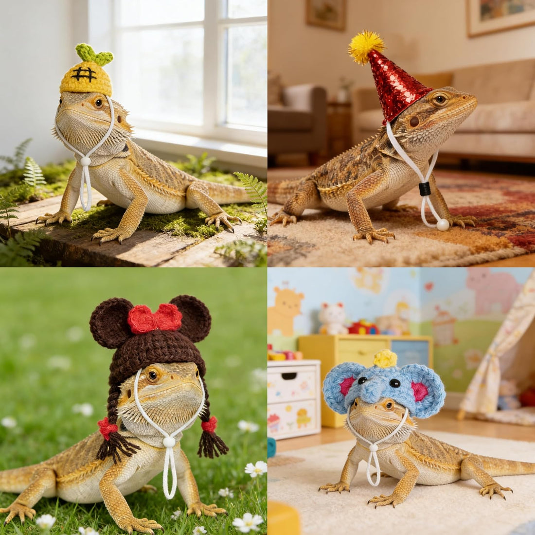 16Pcs Chicken Hats Adjustable Mini Hat