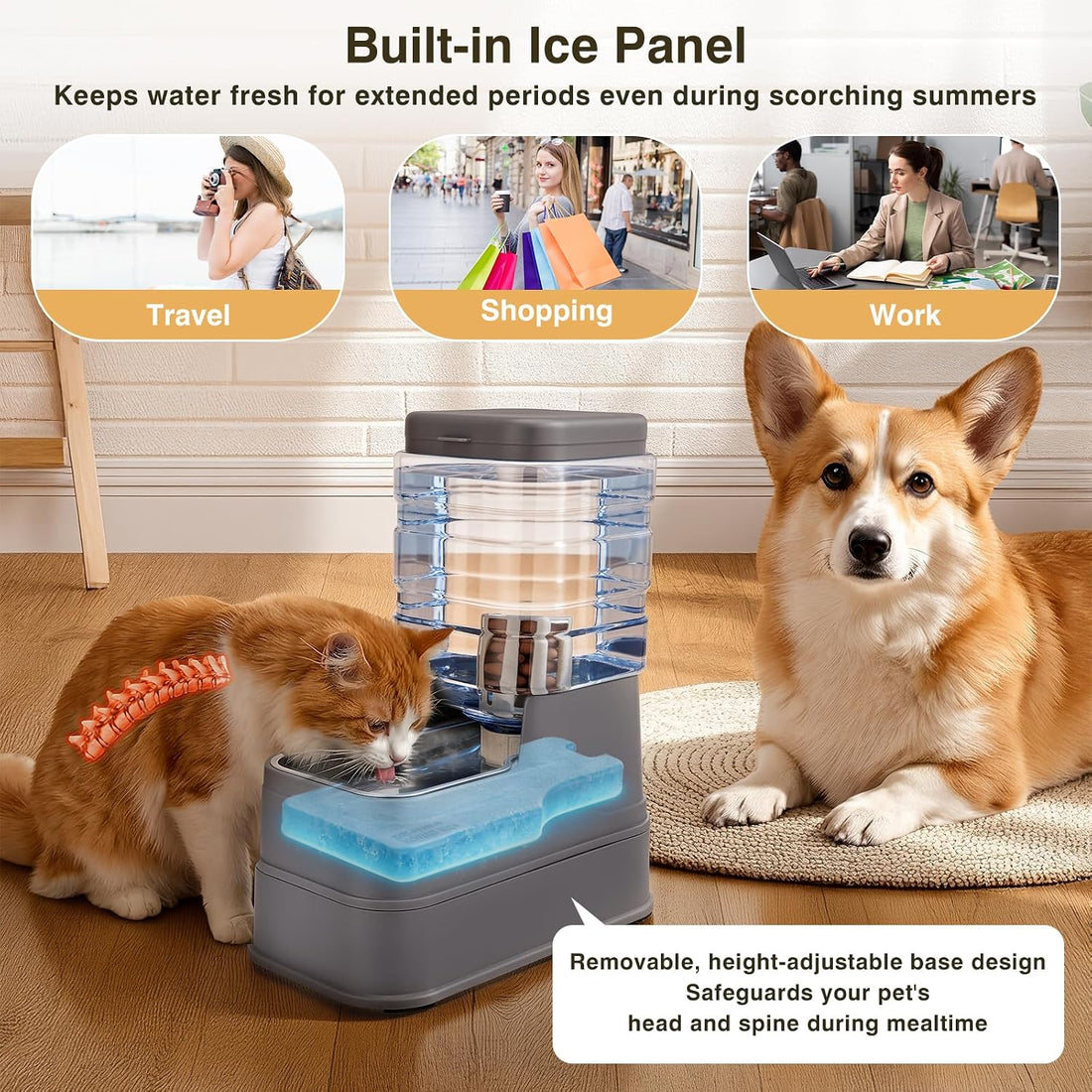 2 Pack Automatic Cat Feeder and Water Dispenser 1.3Gallon Dog Gravity
