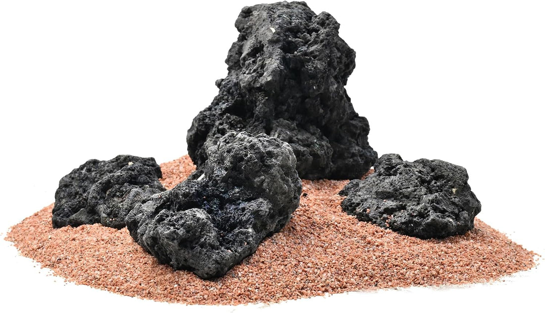Black Lava Rock Aquarium Stones for Fish Tank,3LB 3-5inches