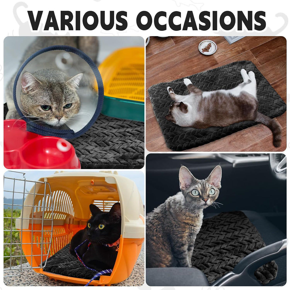Drydiet 4 Pack Self Warming Cat Bed Mat Self Heating Pad for Dog
