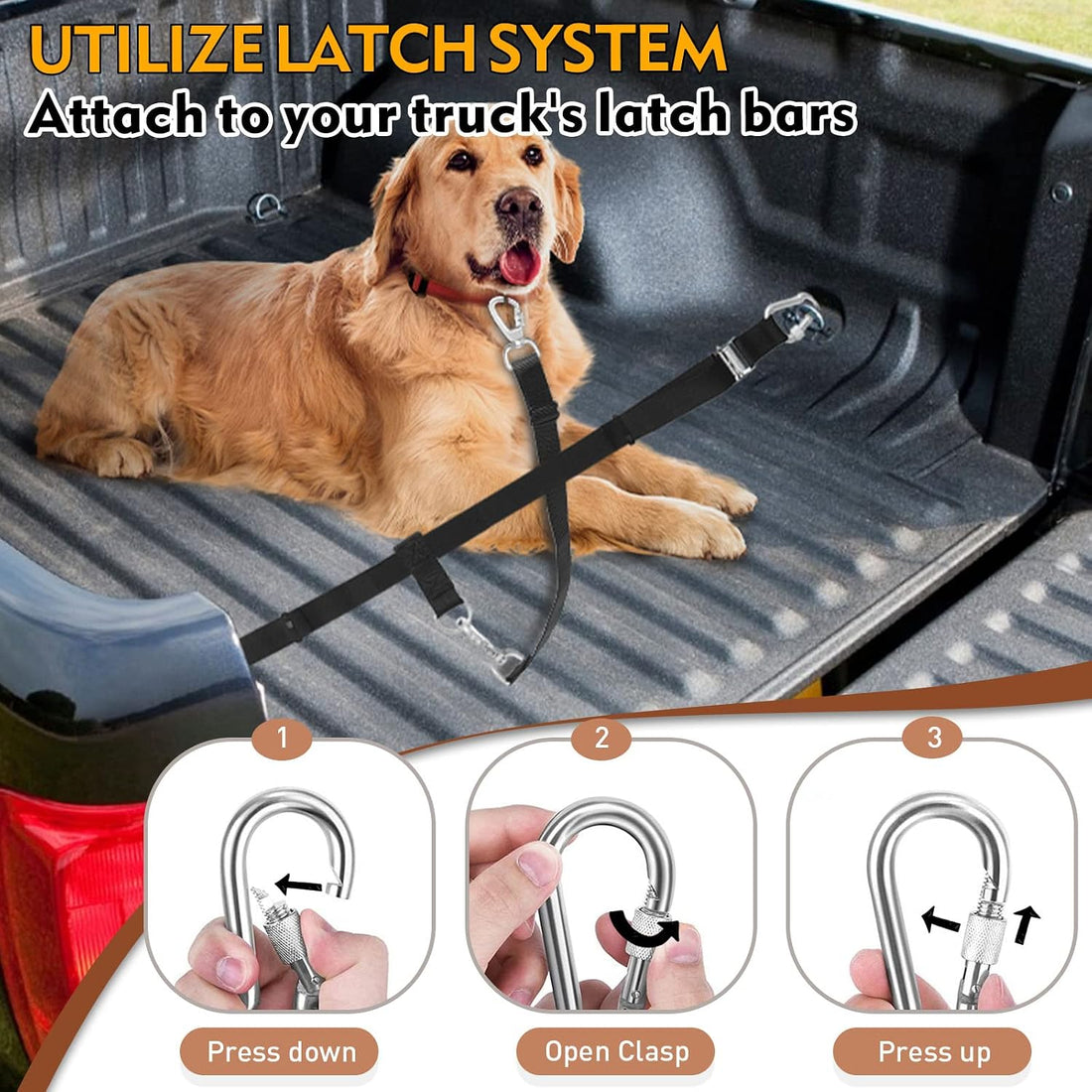 Heavy Duty Dog Leash System - Truck Bed Barrier & Pick-Up Restraint