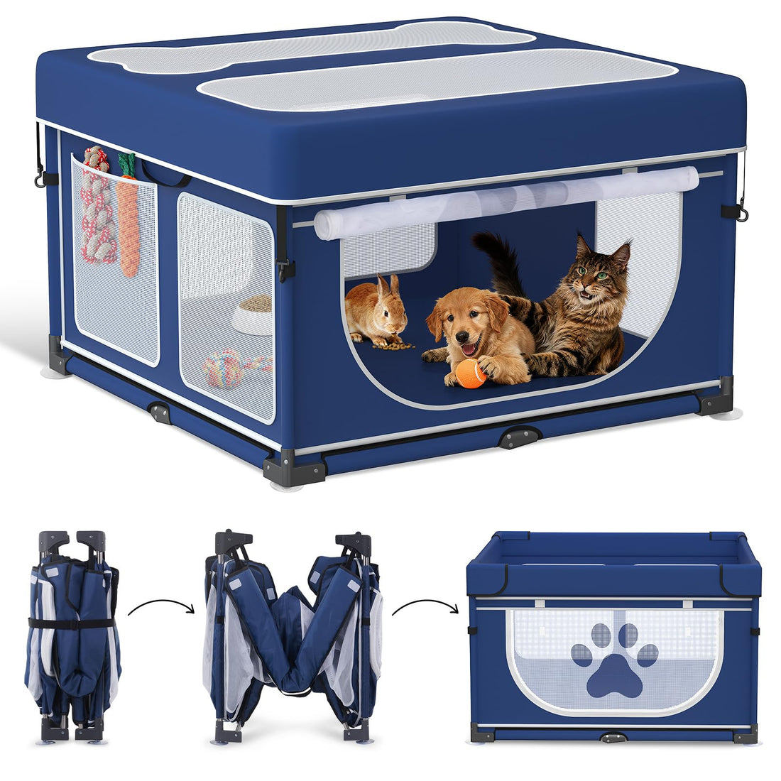 LOOBANI Foldable Dog Playpen with Cover