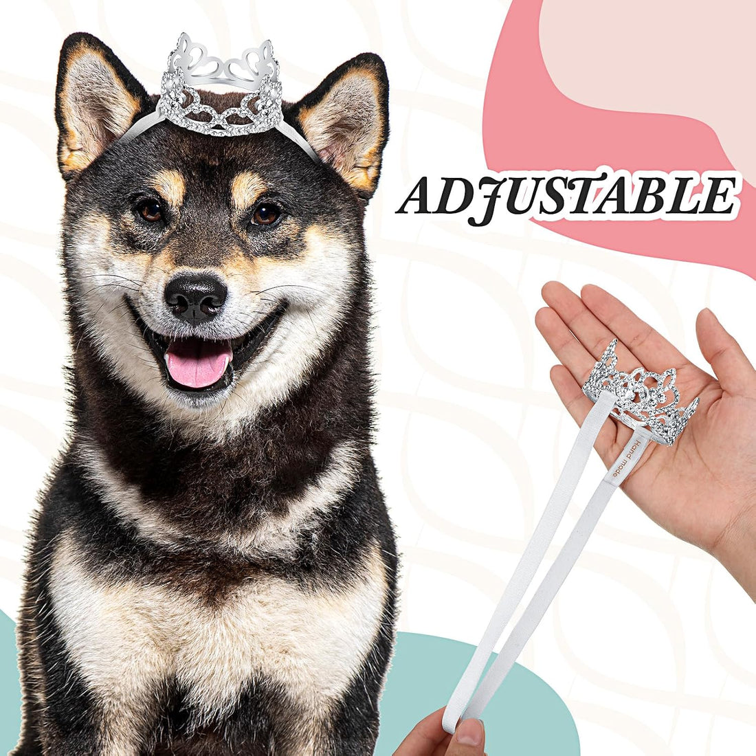 2 Pcs Dog Crown Headband Dog Tutu Dress Set Crystal Rhinestone Tiara