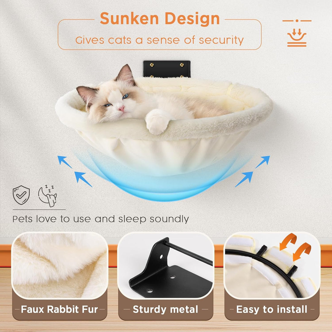 JUNSPOW Cat Hammock Wall Mounted