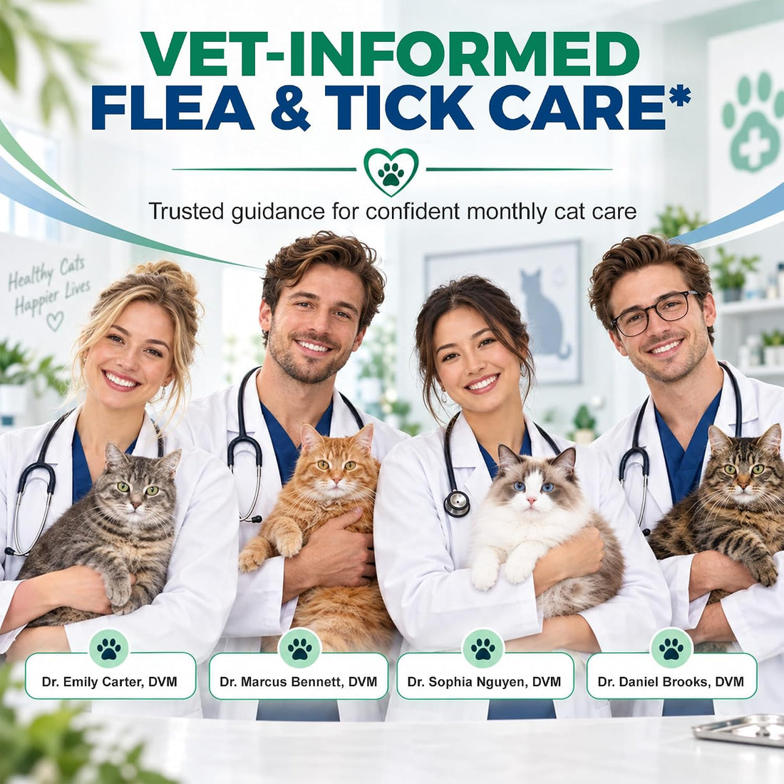 Flea and Tick Drops for Cats, Cat Flea Drops, Easy Spot-On Use