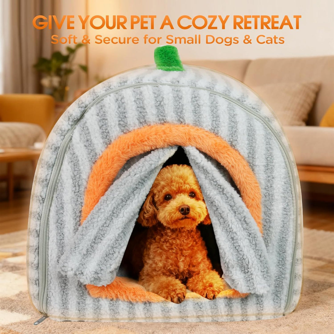 Dog House Indoor for Small Dogs & Cats, 2-in-1 Enclosed Dog Bed