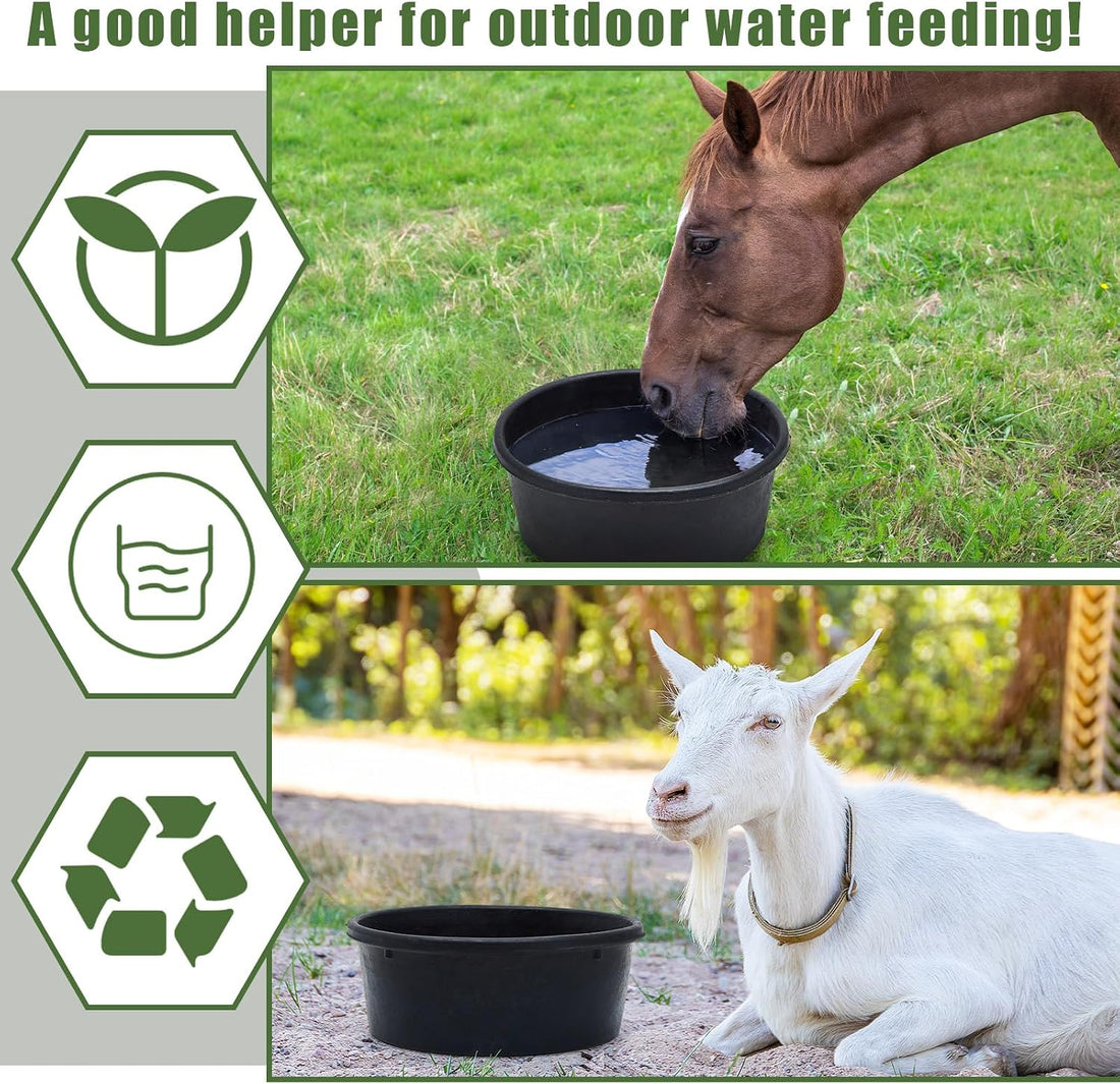 Sadnyy 2 Pcs 4 Quart/ 1 Gallon Rubber Feeder Pan Horse Feed Bucket