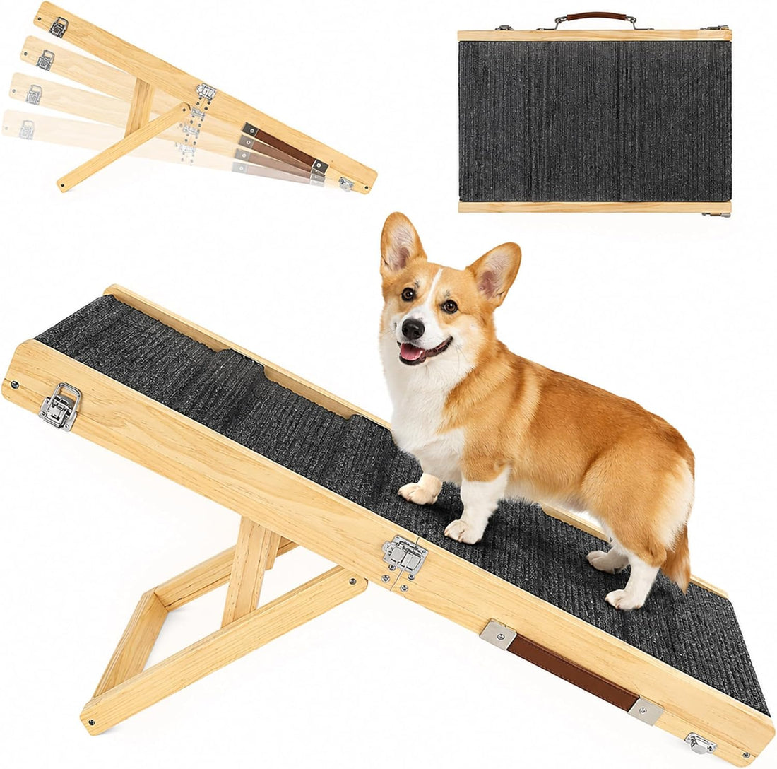 Dog Ramp for Small Dog/Bed/Couch, Foldable & Adjustable Dog Stairs