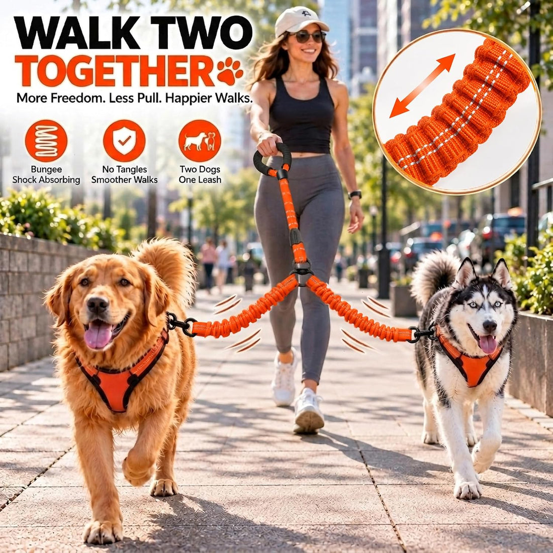 No Tangle Double Dog Leash: 95% Fewer Stops to Untangle for Walking 2