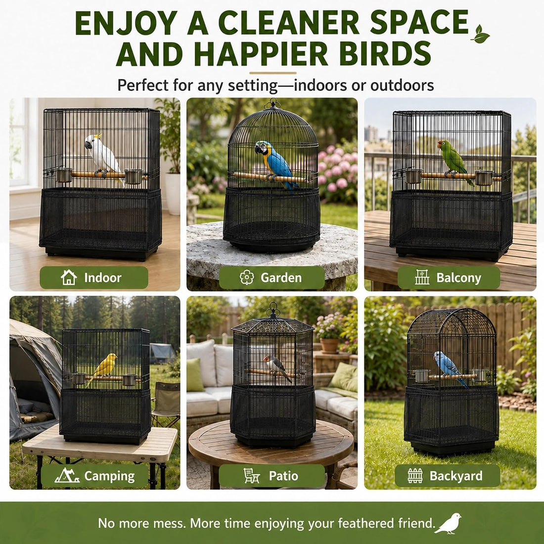 16" H x 118" Circumference Adjustable Bird Cage Seed Catcher Nylon