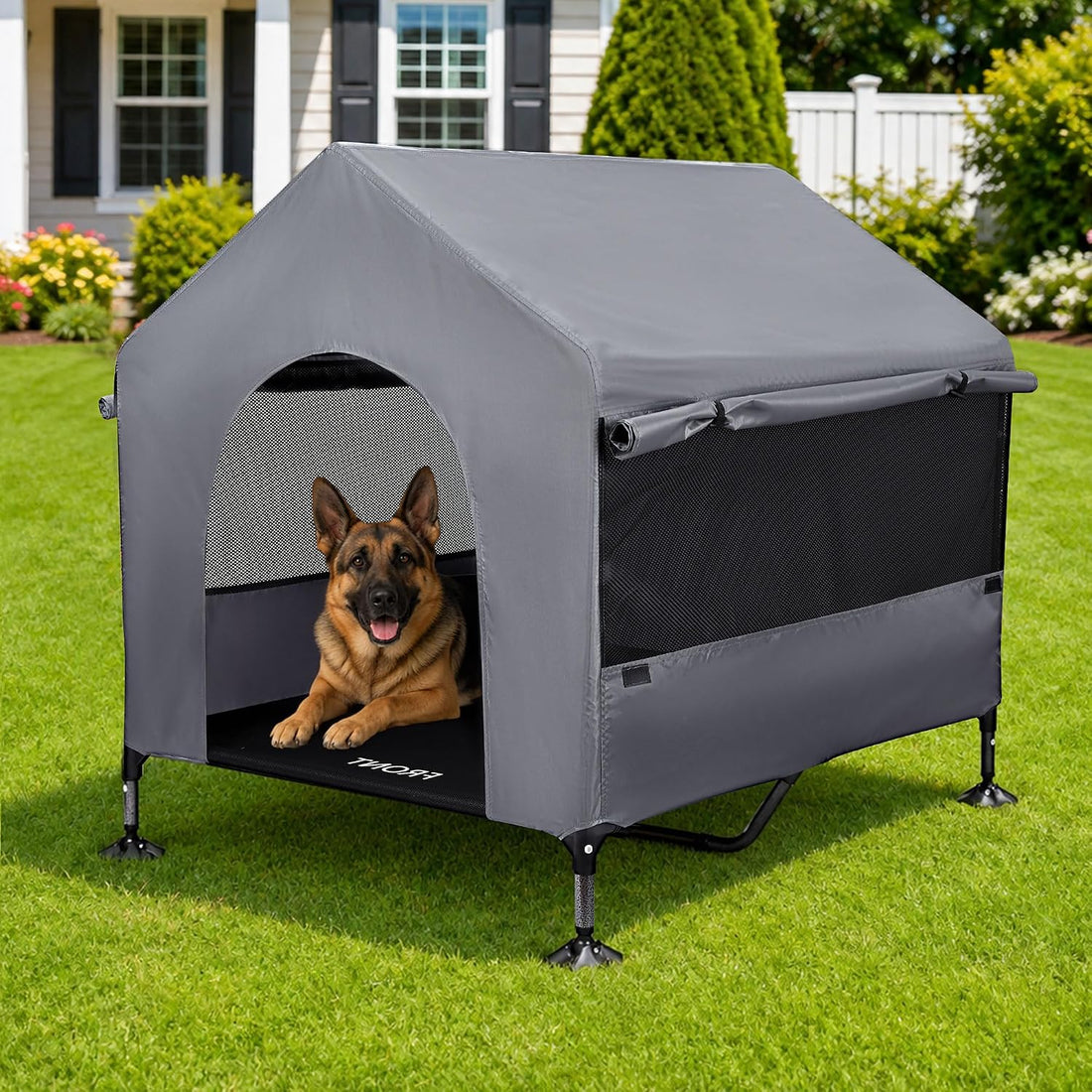 Summertrail 42" Large Dog House Outdoor Indoor with Breathable Mesh