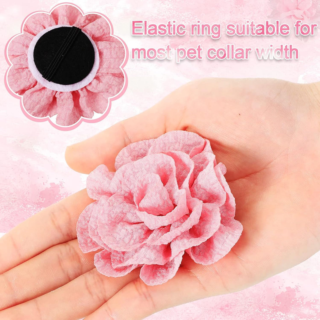 Hoteam 50 Pcs Dog Flower Collar Dog Collar Bows Pet Bow Charms Set