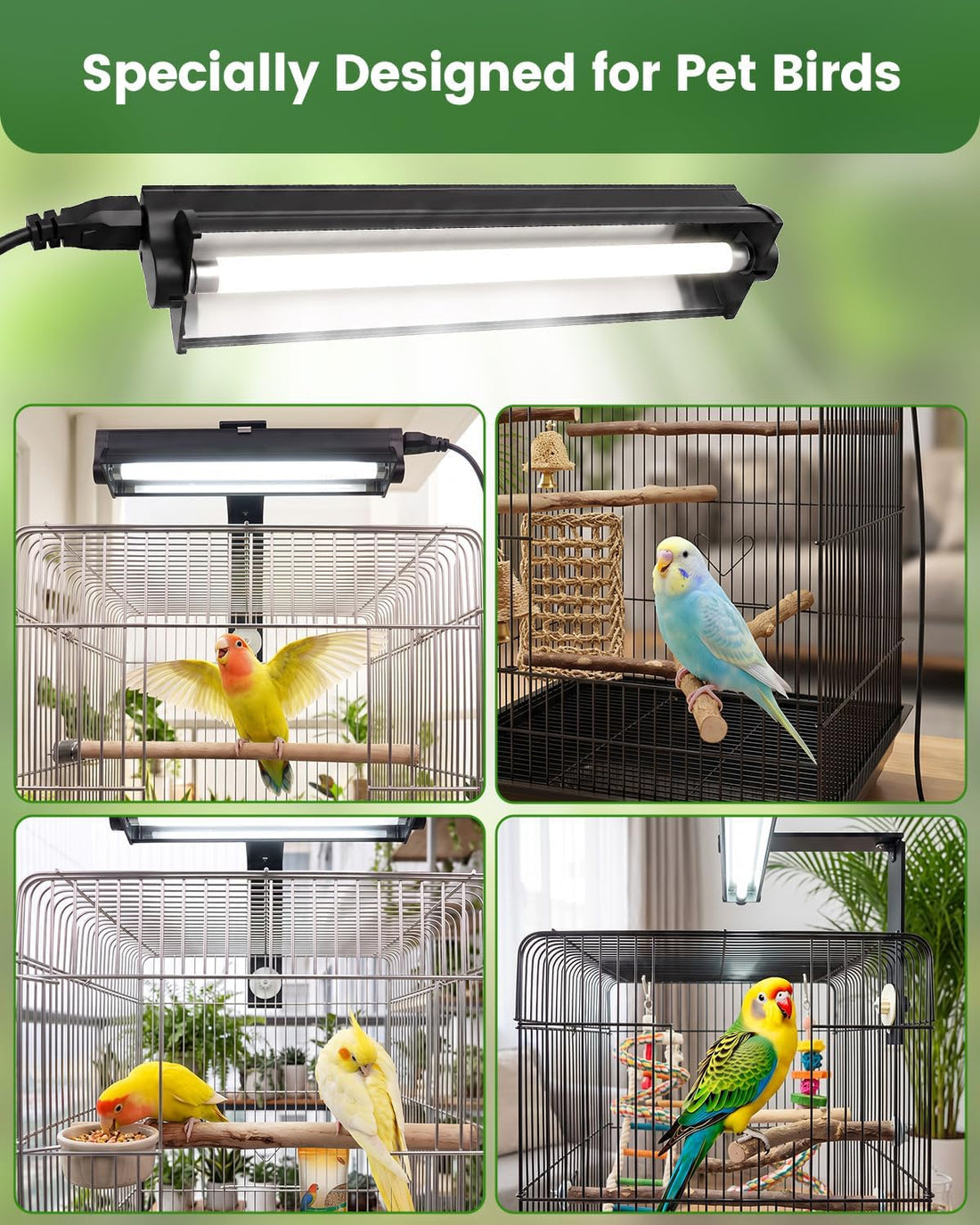 GlowUp UVB 2.4 Bird Lamp,12.4 Inch T5 8W Bird Light for Cage