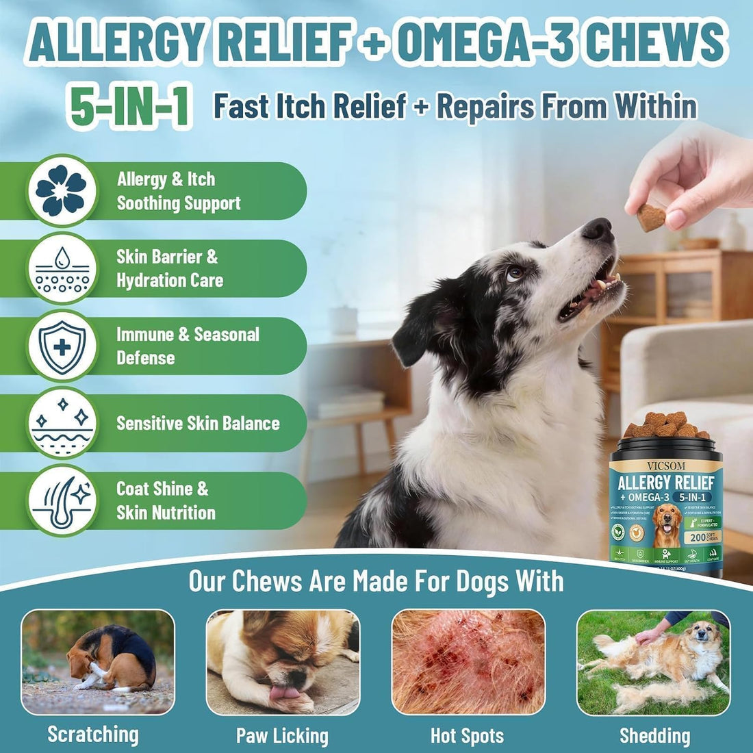Dog Allergy Chews with Human-Grade Omega 3