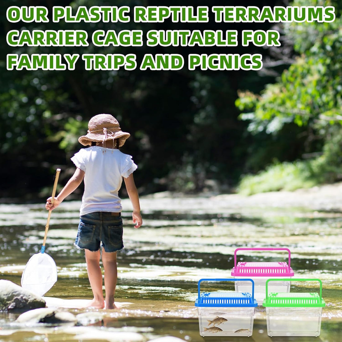 LemonRoad 15 Pcs Plastic Reptile Terrarium Carrier Cage