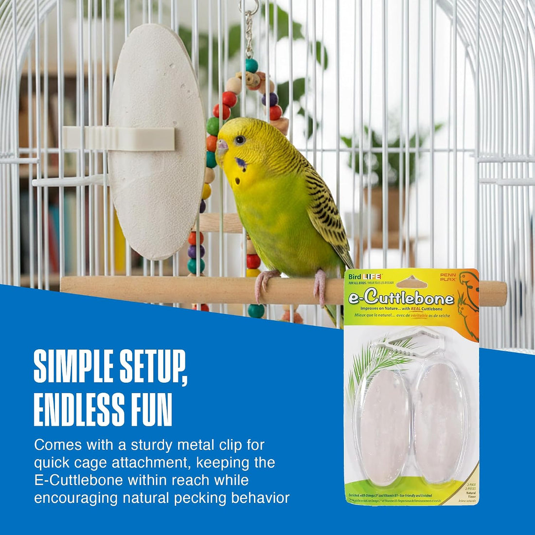 Penn-Plax Bird-Life E-Cuttlebone Natural, 1 Pk (2 Counts) - White