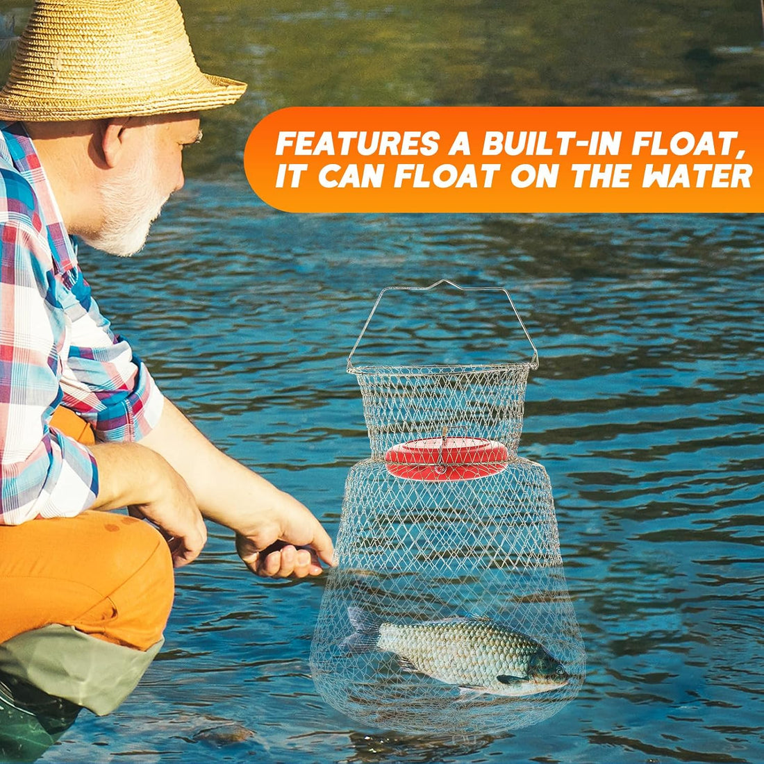 2 Pack Floatable Galvanized Steel Wire Fish Basket