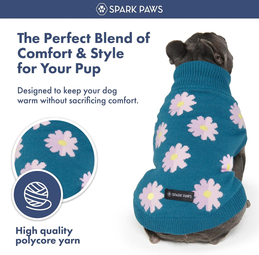 Spark Paws Knit Dog Sweater - Winter Dog Clothes, Small Medium Large