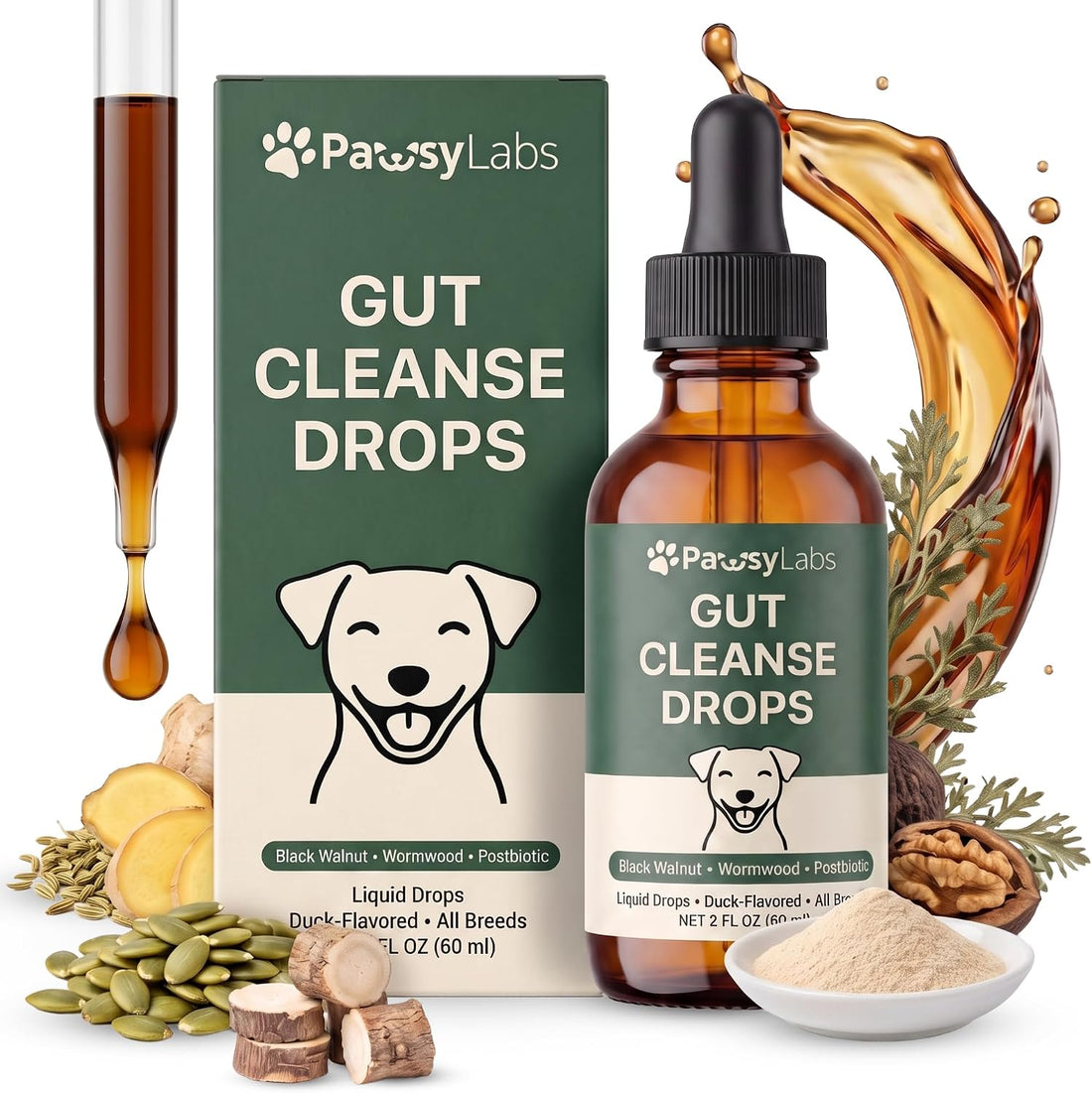Dog Gut Support Drops, Digestive & Microbiome Support, 2 Fl Oz
