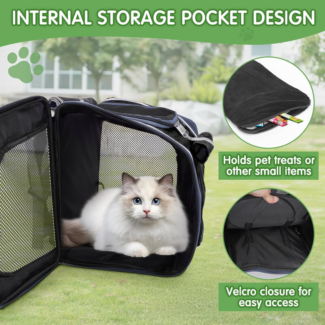 Dog Bike Basket with Internal Storage Pocket, Dog Basket for Bike