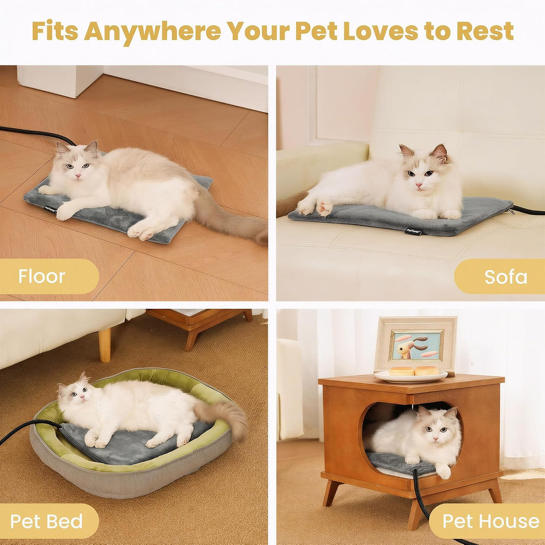 Cat Heating Pad, Heated Cat Bed, MET Safety Listed, Constant Warmth