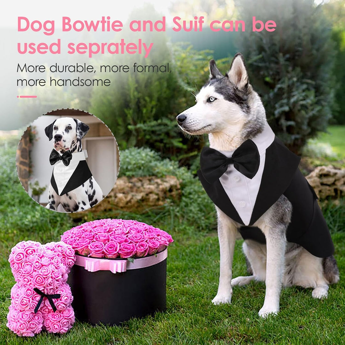AOFITEE Dog Tuxedo Formal Dog Suit and Bandana Set