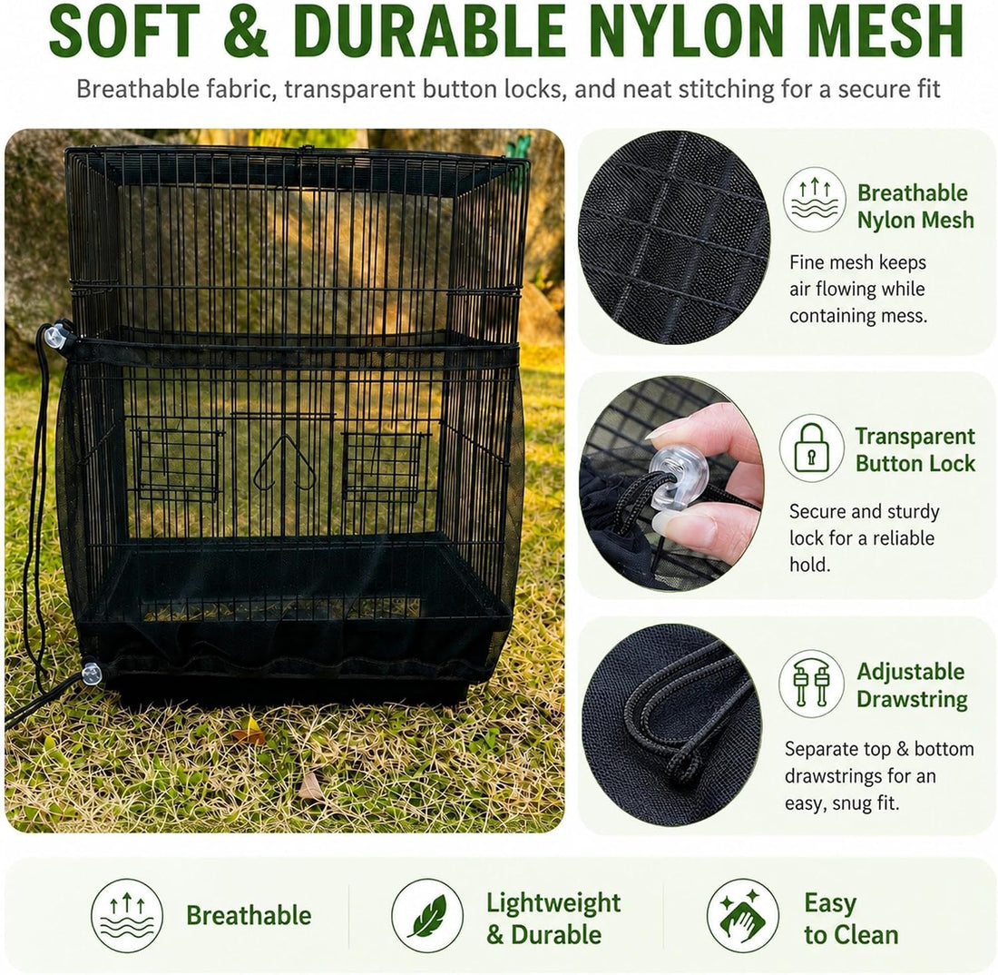 16" H x 118" Circumference Adjustable Bird Cage Seed Catcher Nylon