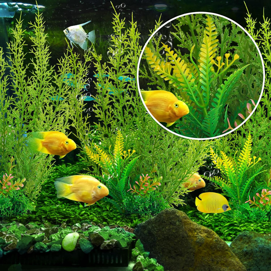 QUOZUO Fish Tank Accessories Large Plants, Green Fish Tank Decorations