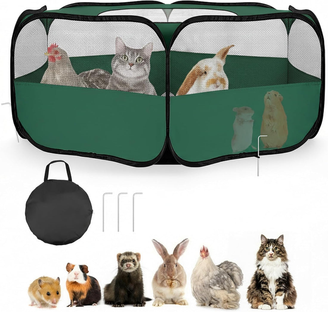 Small Animal Playpen with Mesh Cover & Waterproof Bottom Cat Tent