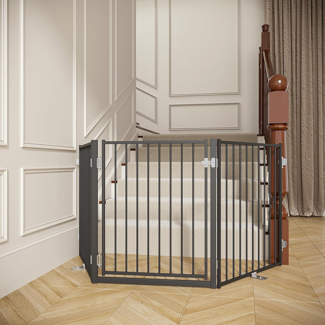 No Pawblems Freestanding Dog Gate with Door for Indoor & Outdoor