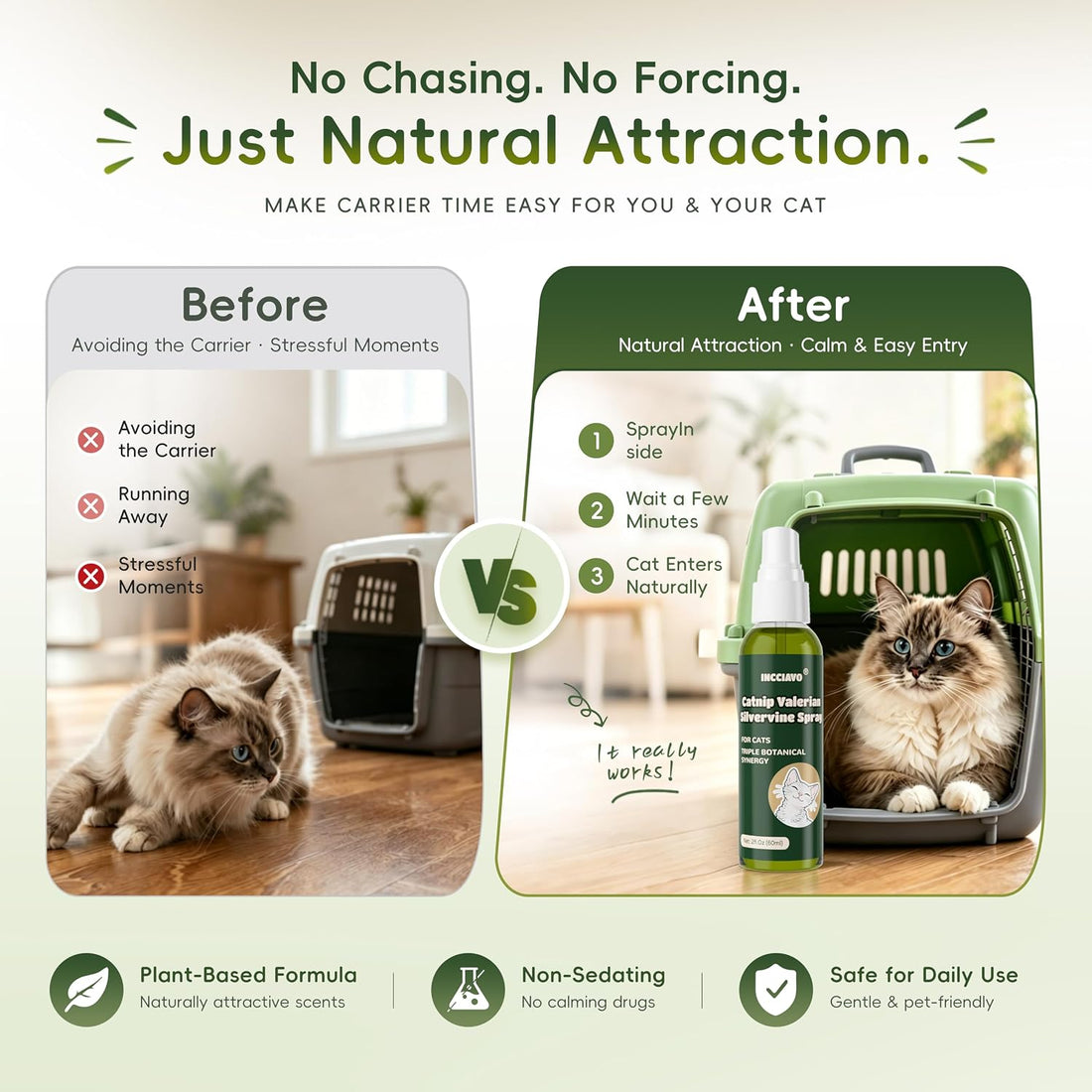 INCCIAVO Silvervine Spray for Cats with Catnip and Valerian