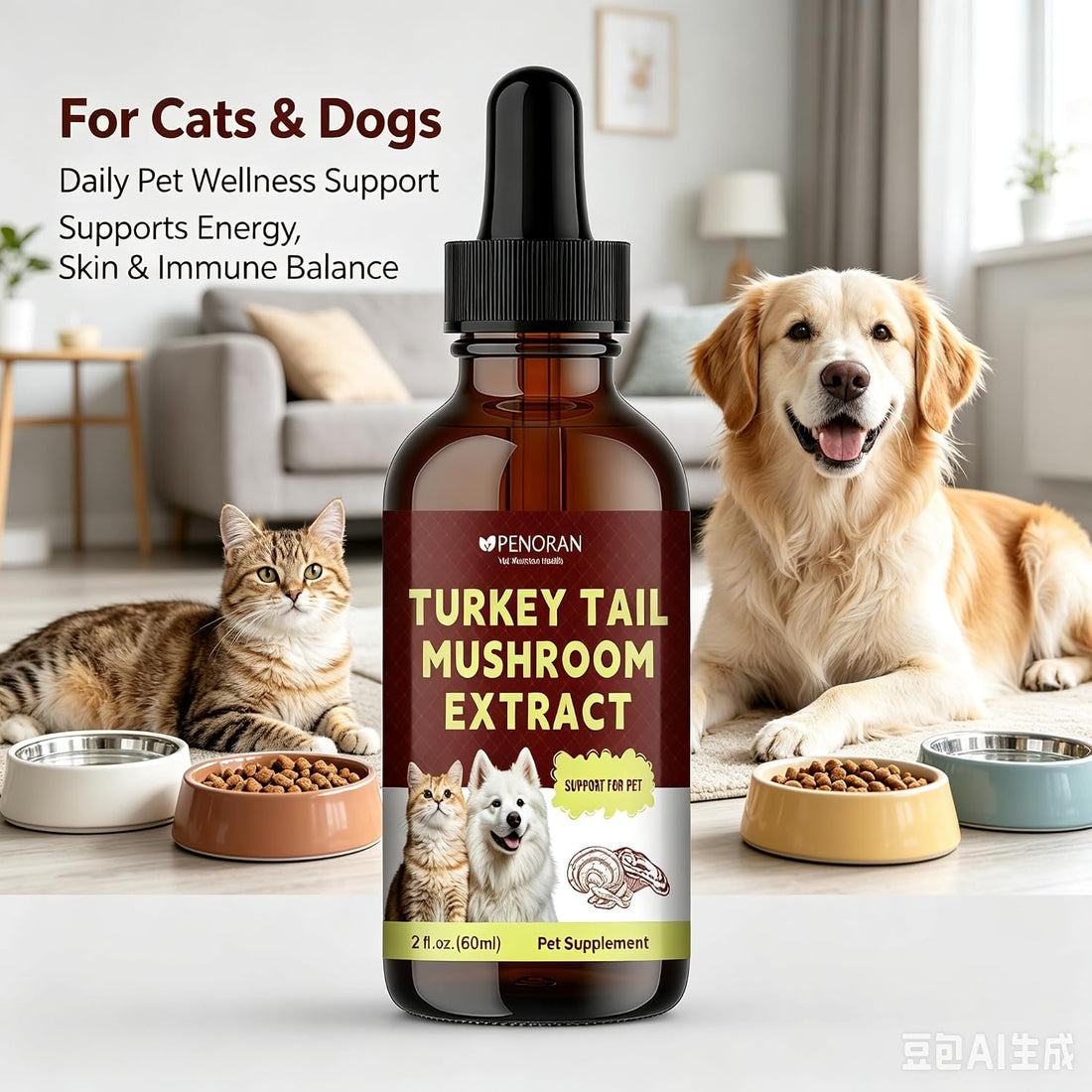 PENORAN Turkey Tail Mushroom Extract Drops for Dogs & Cats, Lipoma