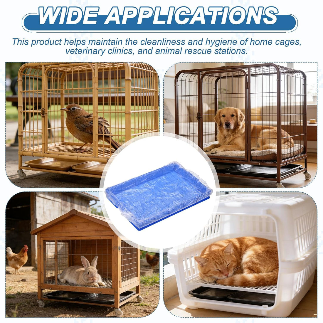 Disposable Bird Cage Liners for 16x12 Inch Pallets Tray 50 Pcs