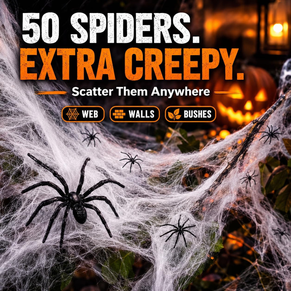 Halloween Spider Web, 2000 sgft Spider Web Decoration with 50 Fake