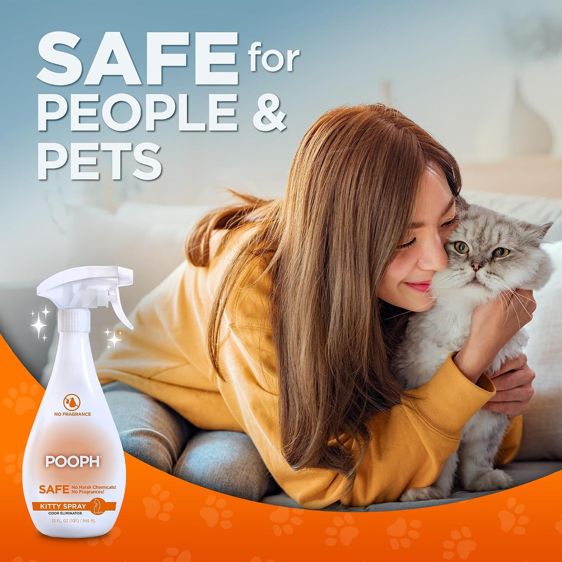 POOPH Kitty Odor Eliminator Spray for Cats, 32 fl oz